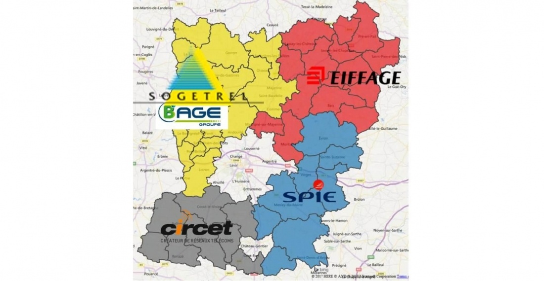 Répartition des partenaires de Mayenne Fibre